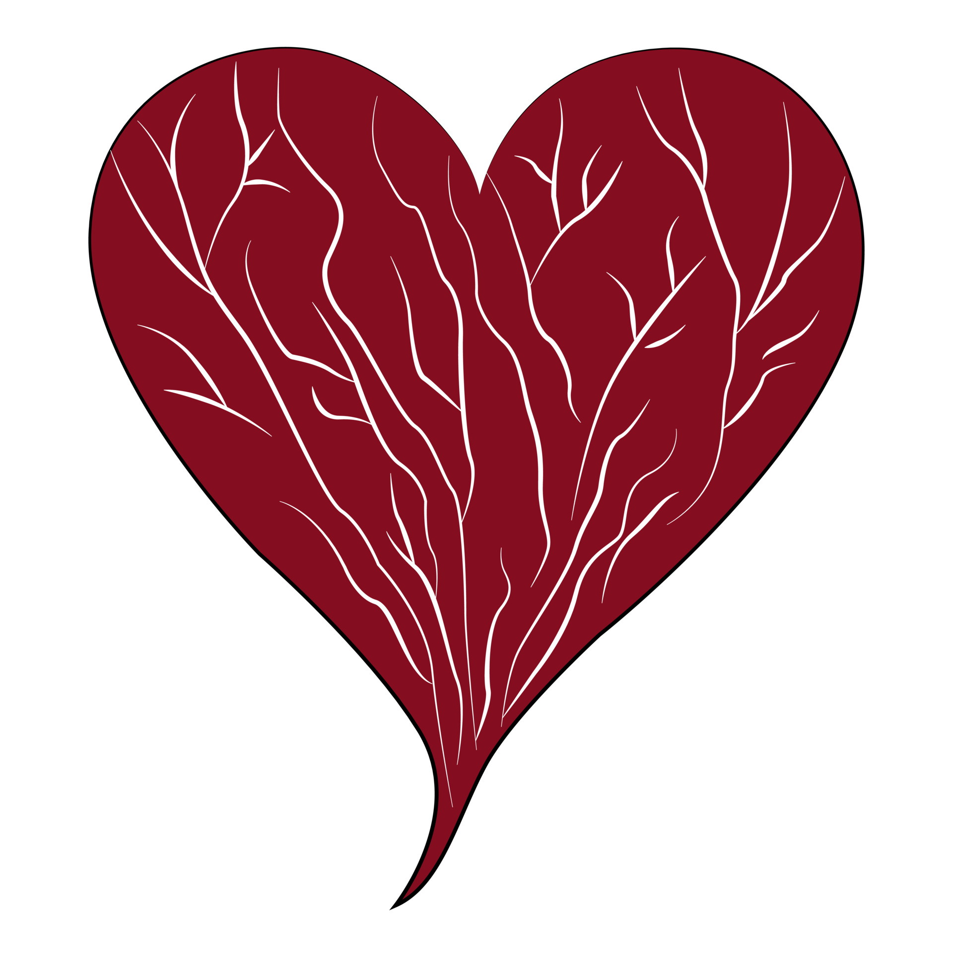 Heart and white blood vessel isolated design on transparent background