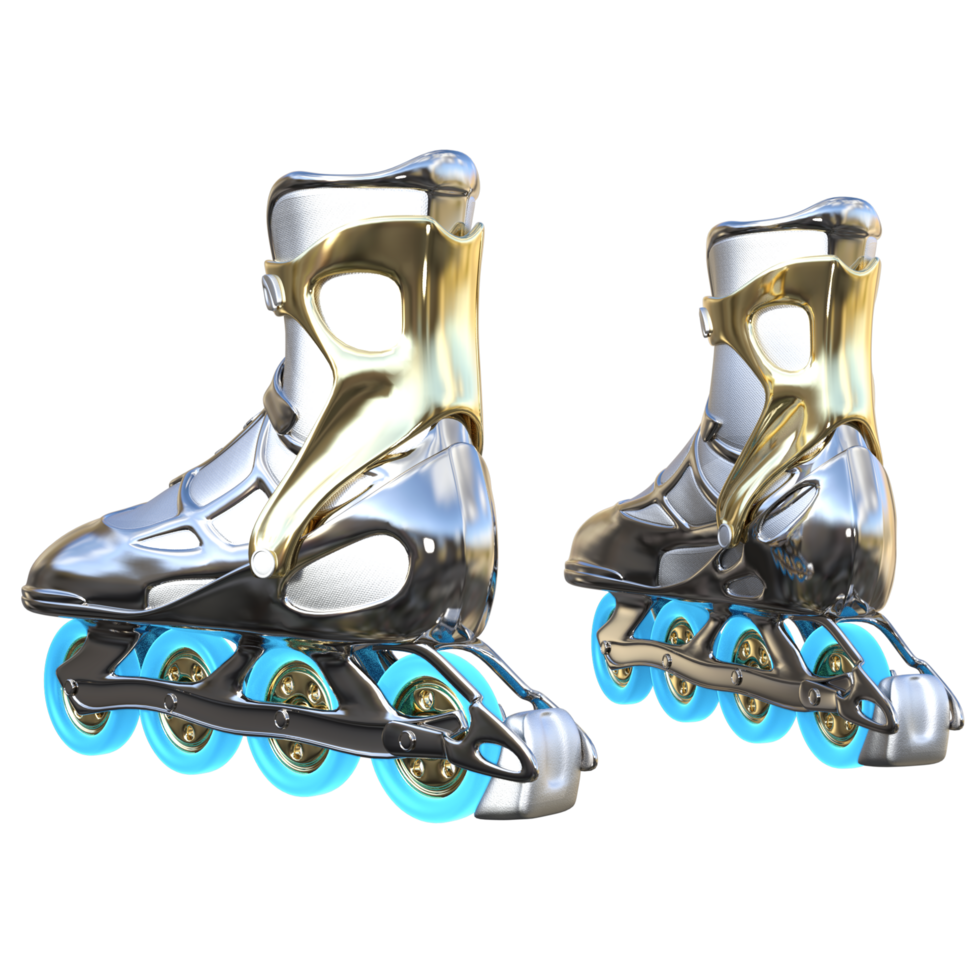 Roller skates isolated 3d rendering png