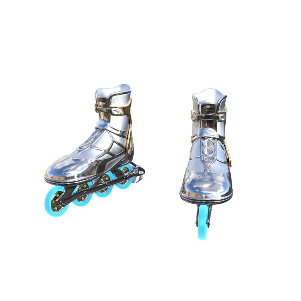 Roller skates isolated 3d rendering png