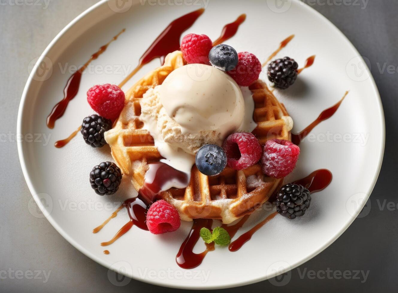 Waffle plate with berries. Illustration photo