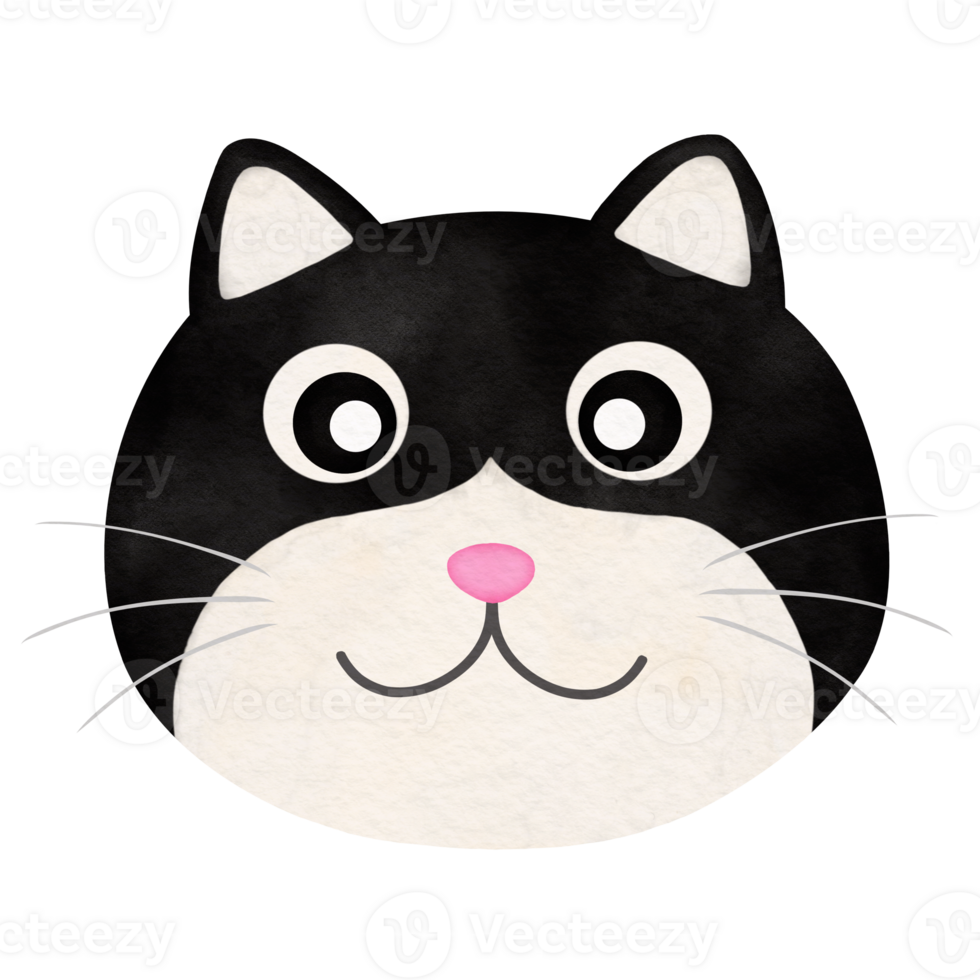 nero gatto viso acquerello illustrazione png