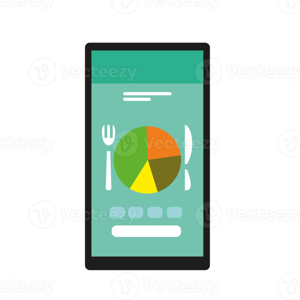 Diet and healthy eating app on smartphone, isolated icon png