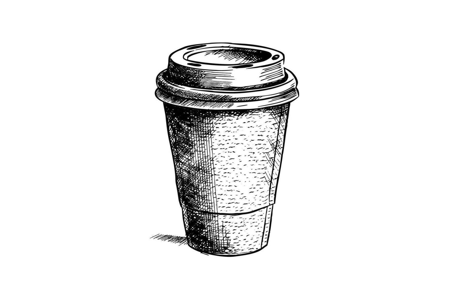 Sketch tea cup Hand drawn mug on plate with  Stock Illustration  70376903  PIXTA