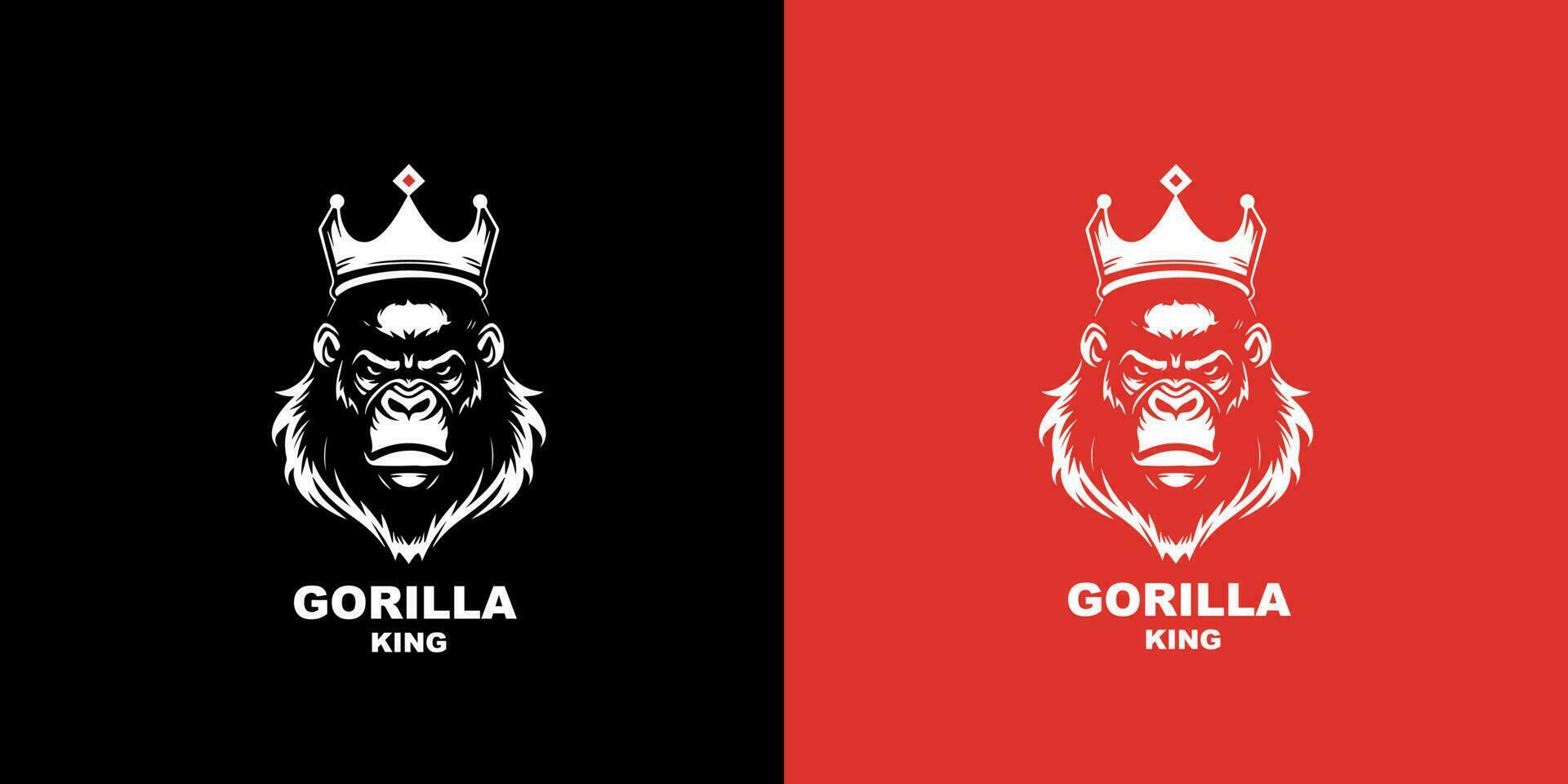 Gorilla vector logo icon design template on red and black background. Logotype mark