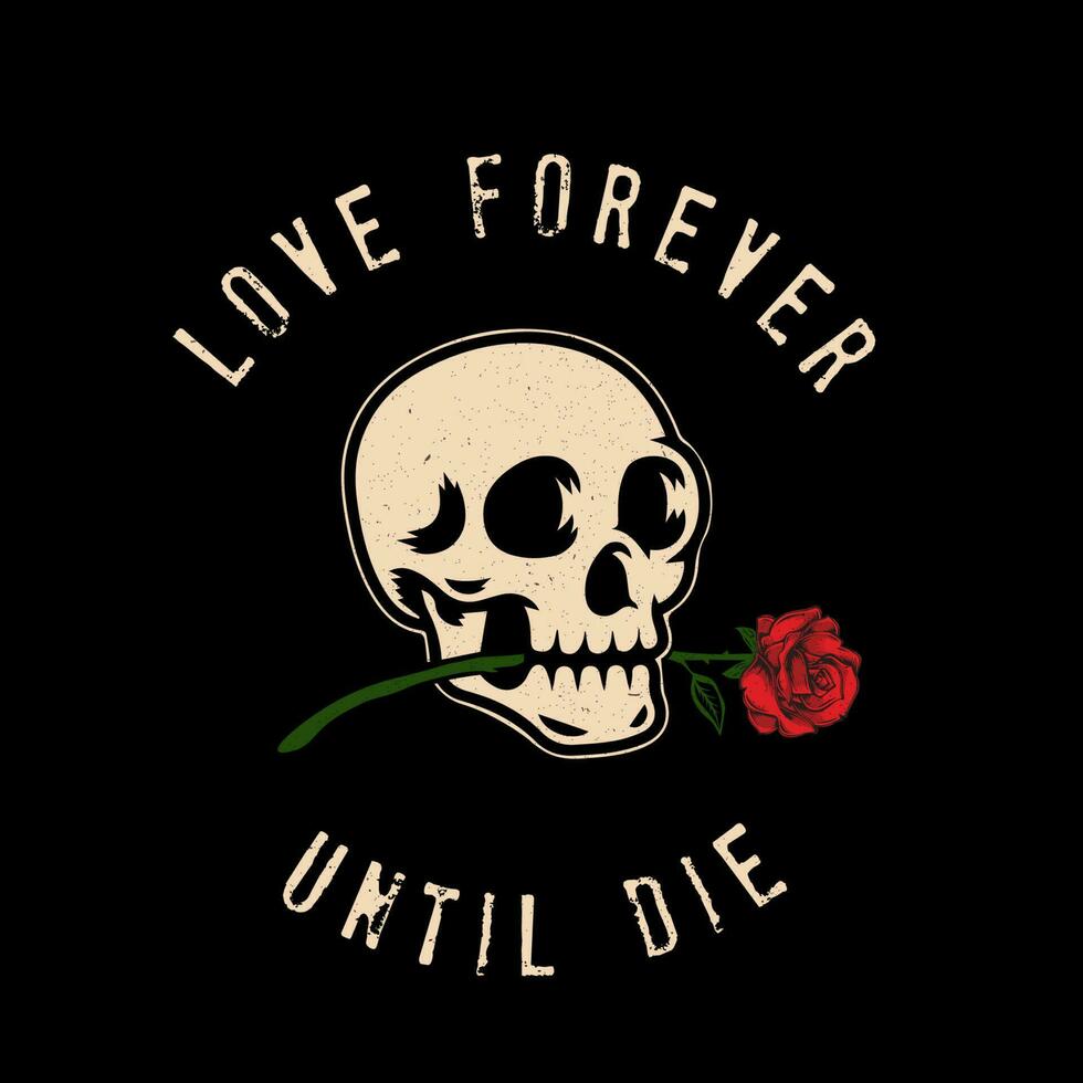 skull head with rose vector illustration. For t-shirts