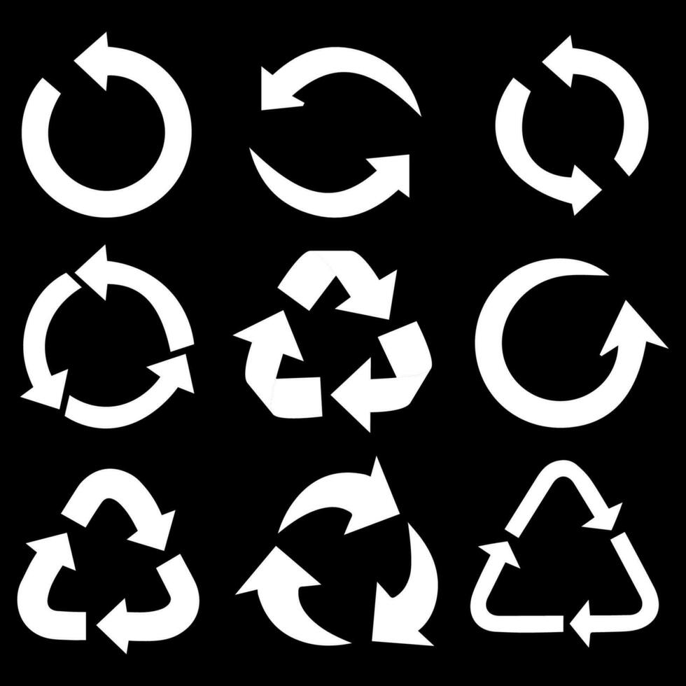 Set of symbols and signs for design of packaging products, sign of recycling, green symbols isolated on white background vector