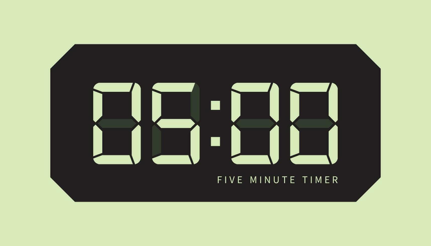 5 Minutes Timer Icon, Digital Clock. Retro Led Design. Isolated Vector ...