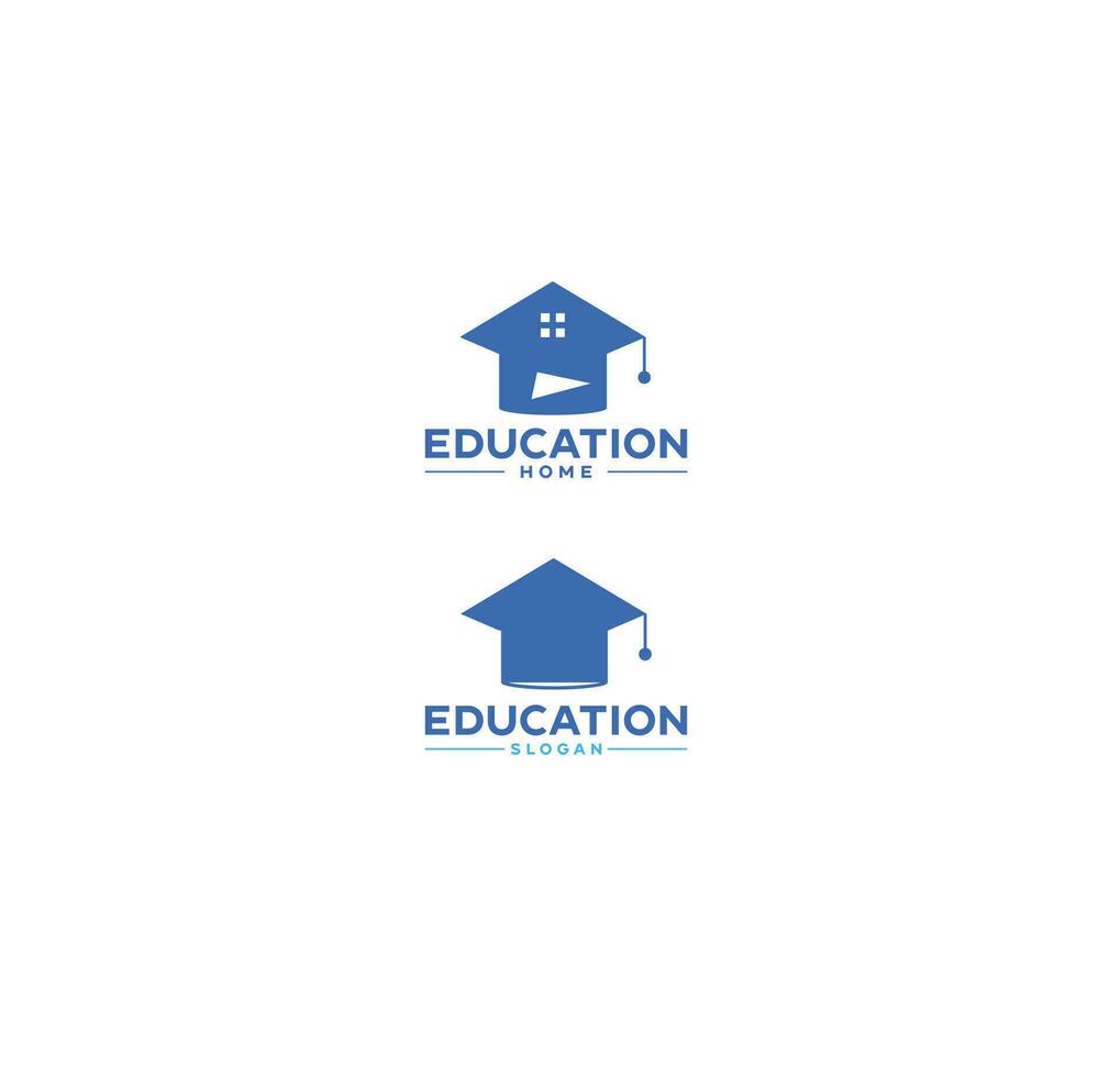 Creative minimal Education home Logo design template vector