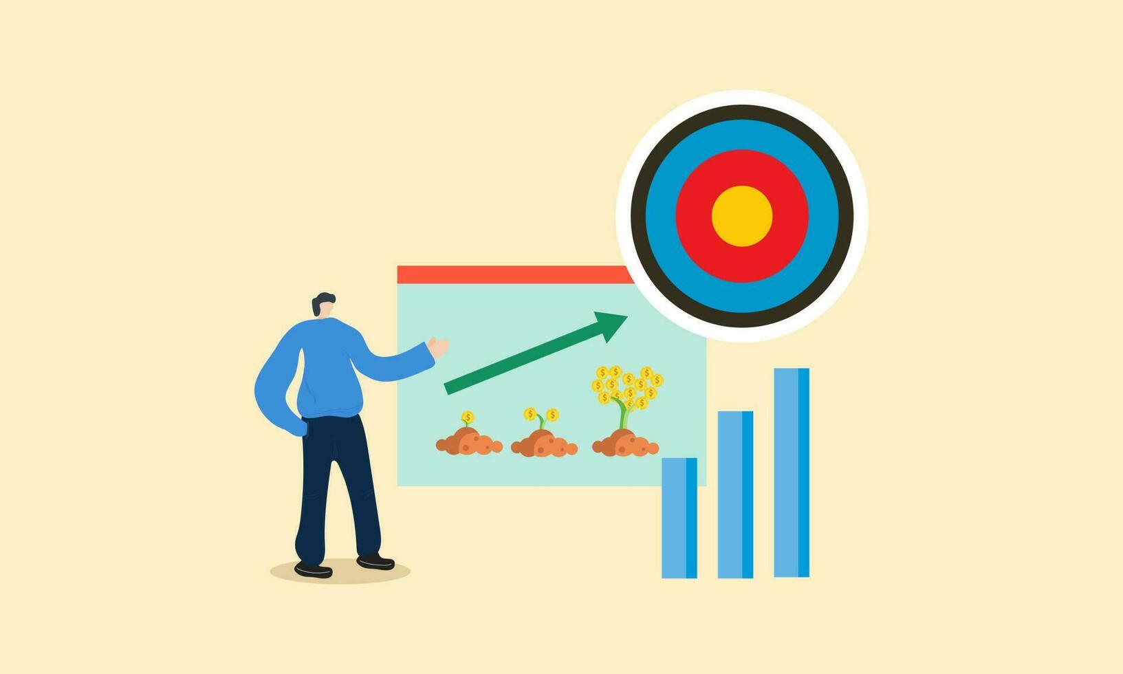 Strategic planning, plan to overcome difficulty or obstacle to reach goal or target. vector illustration