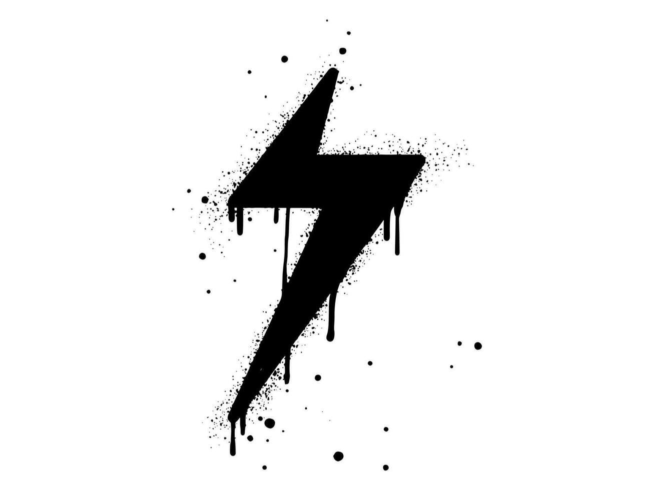 Spray painted graffiti Electric lightning flash, Lightning bolt in black over white. Drops of sprayed thunder bolt symbol. isolated on white background. vector illustration