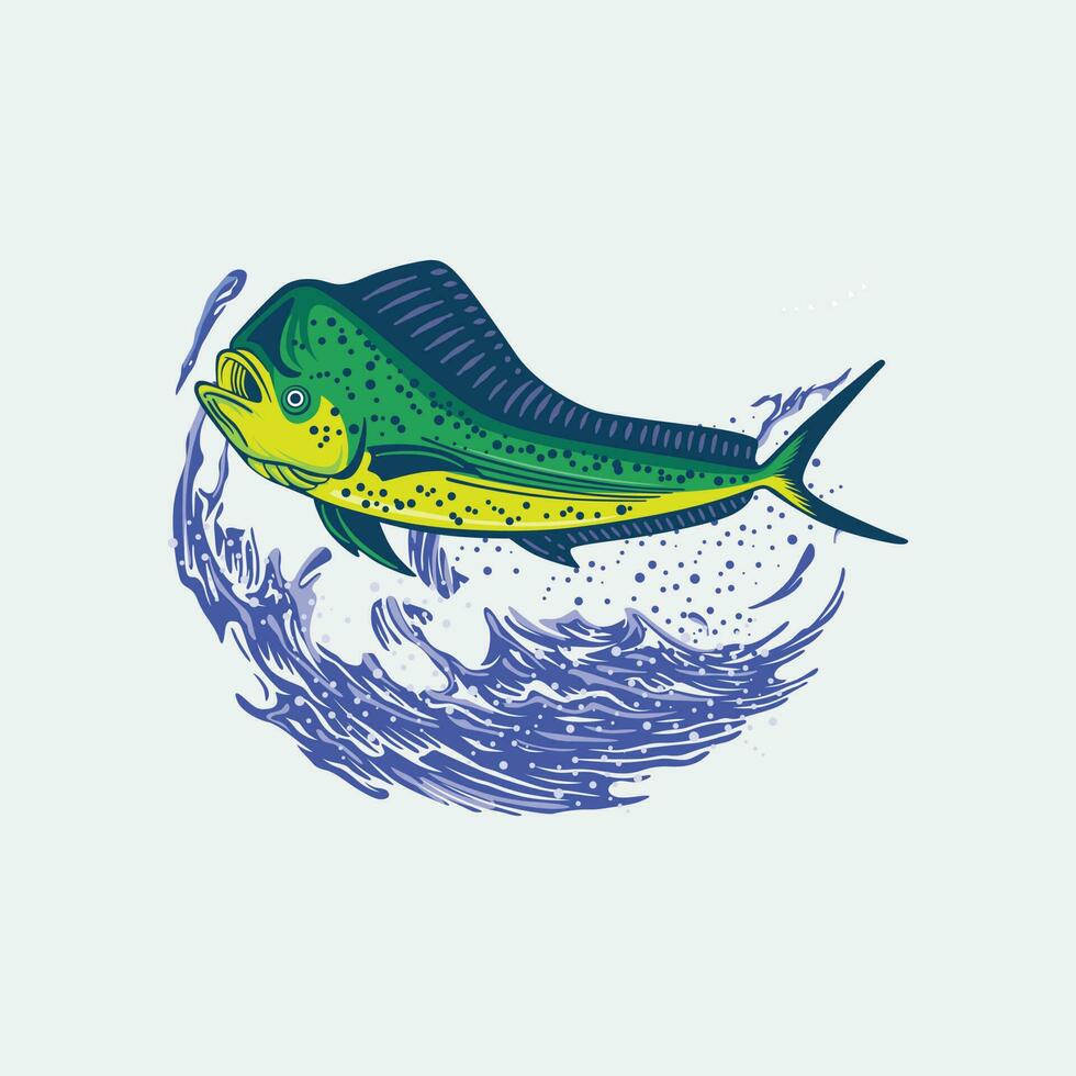 vector illustration logo mahi mahi  fishing