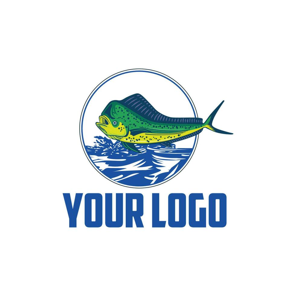 vector illustration logo mahi mahi  fishing