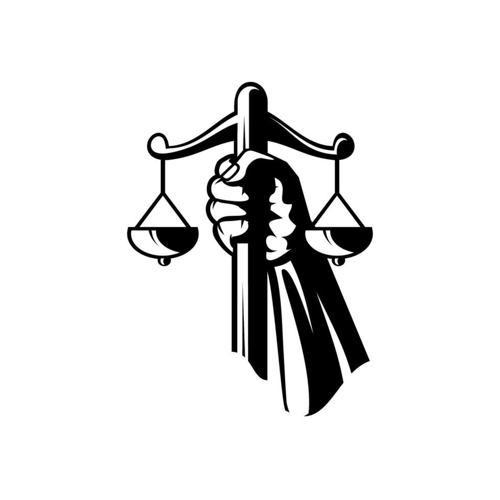 escala de justicia mano vector