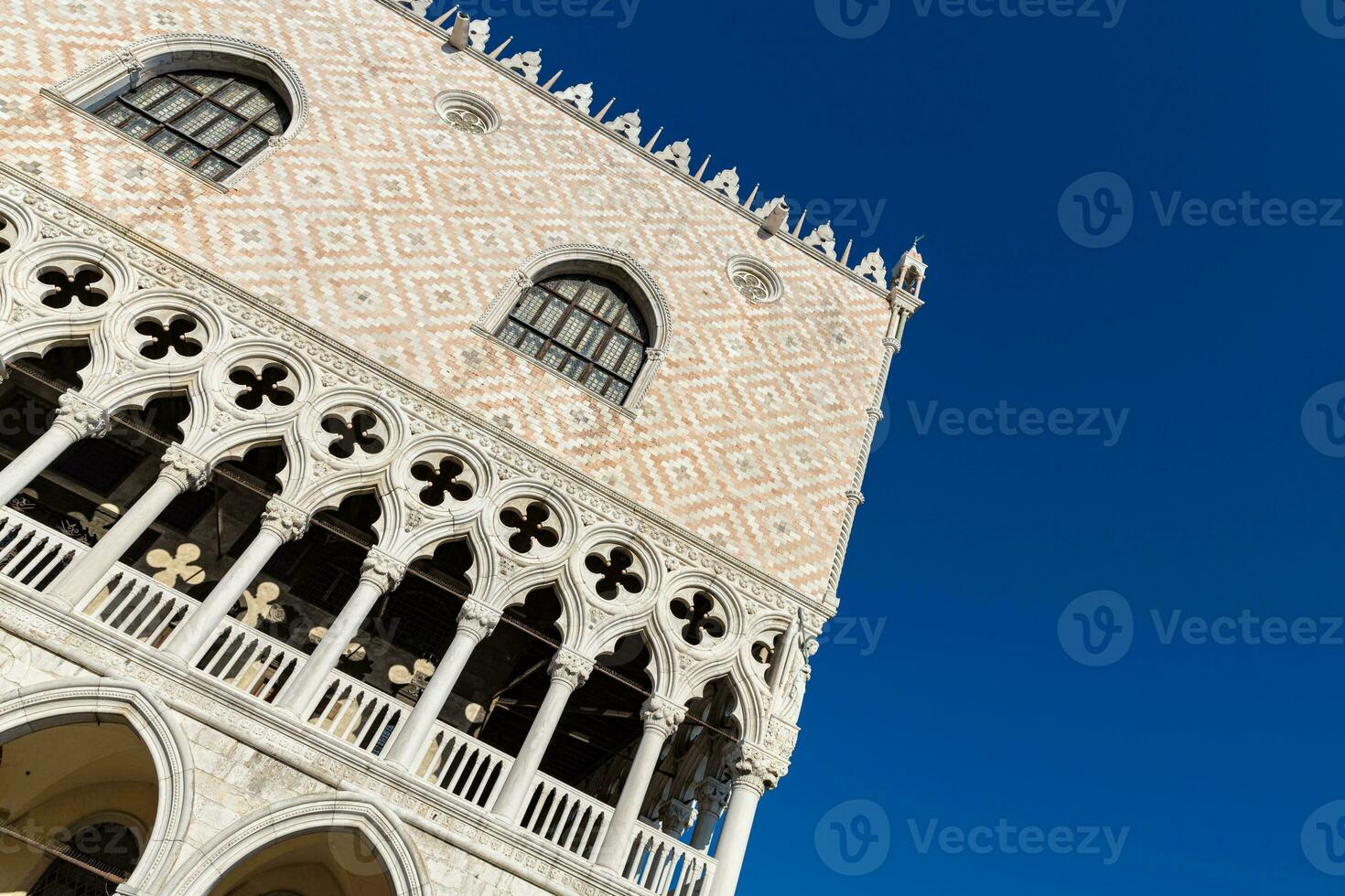 Artistic view of san macro square in Early morning in Venice without people, Venice is most popular travel destination in Europe. Low angle historic tourist destination photo