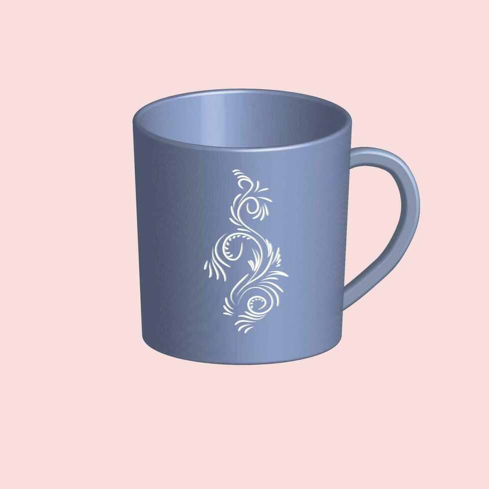 3D Mug with hot tea and milk or cappuccino and latte. Realistic americano and espresso drink illustration, coffee cup. vector