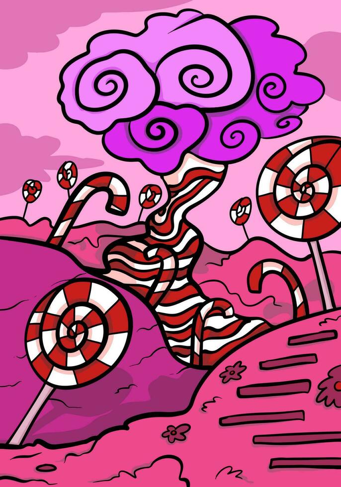 lolipop land fantasy illustration vector