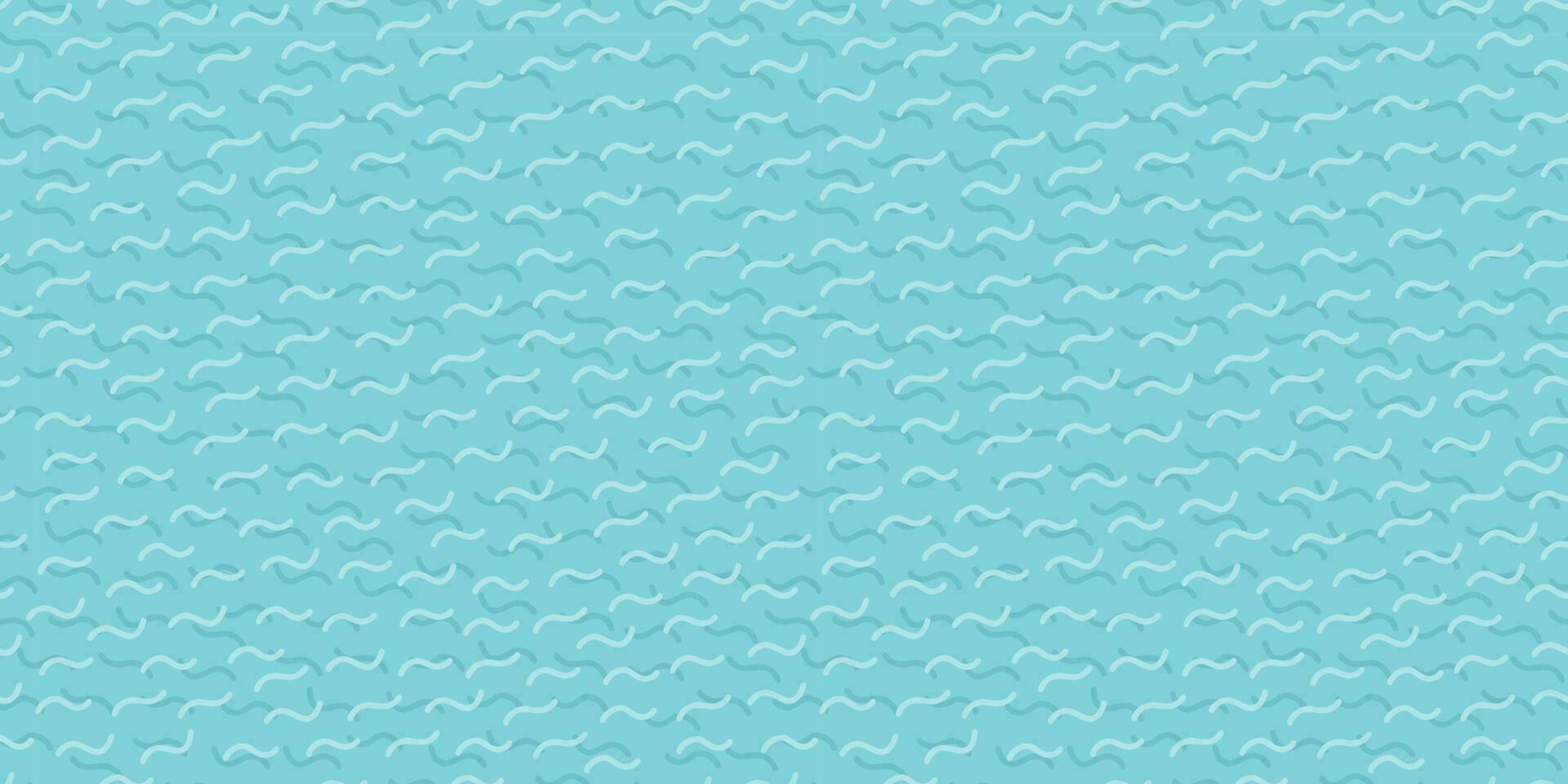 Memphis style pattern vector with small wavy dashes blue color. Simple geometric seamless background. Minimalistic repeatable design.