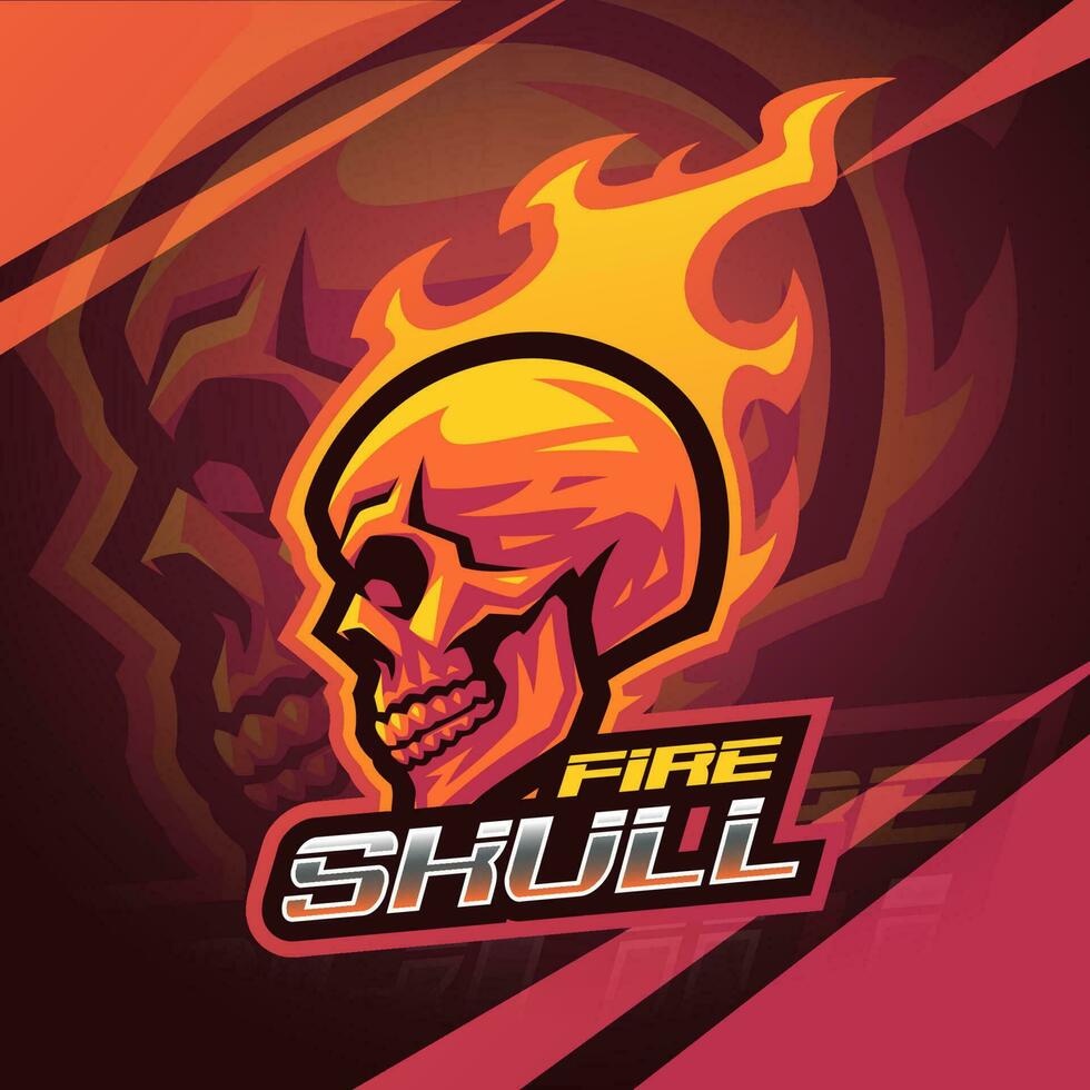 fuego cráneo mascota logo diseño vector