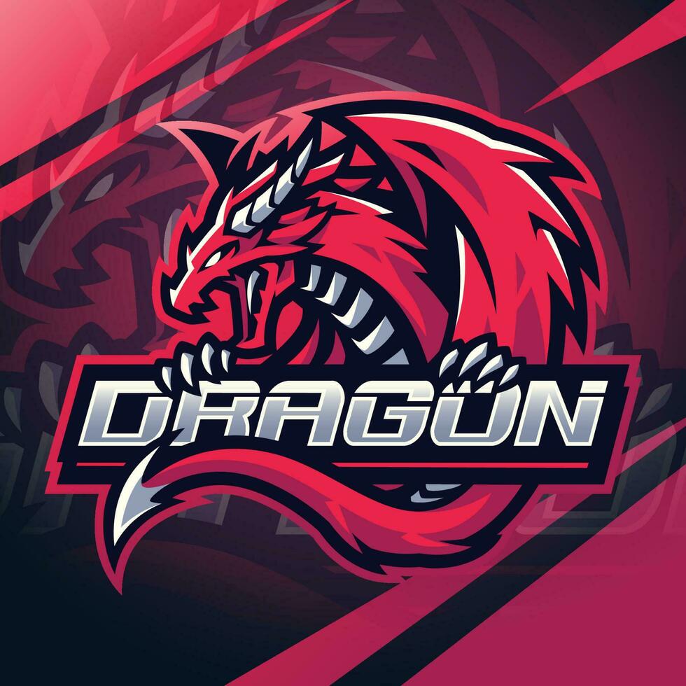 diseño de logotipo de mascota dragon esport vector