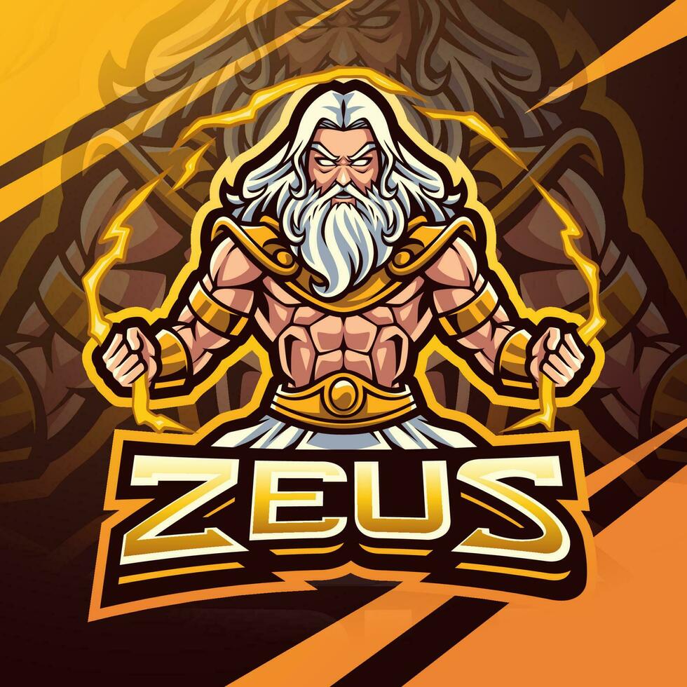 diseño de logotipo de la mascota zeus esport vector