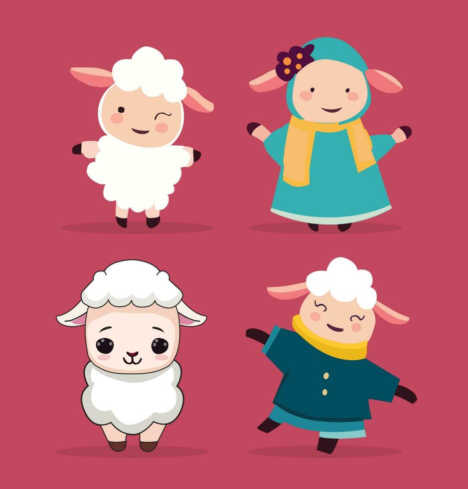 cute sheeps illustration collections vector