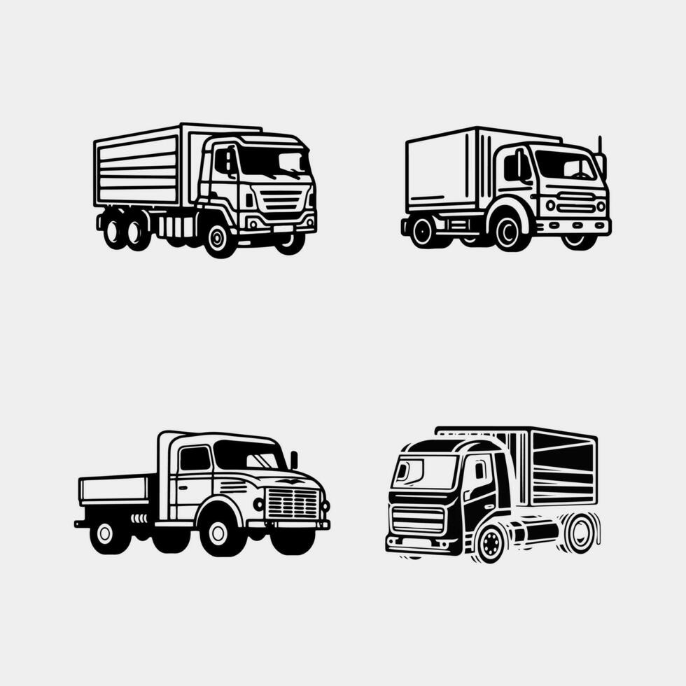 set of Truck Icon Vector. Isolated on white background vector