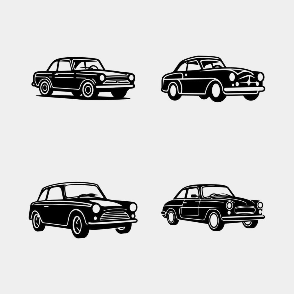 set of retro car vector. isolated on white vector