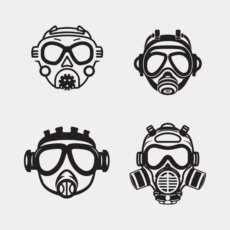 set of Protective toxic mask vector isolated on white background