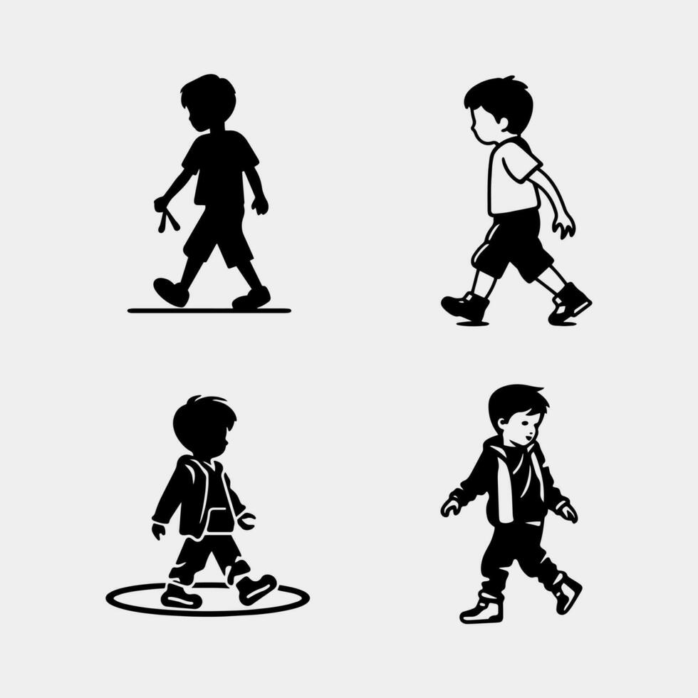 conjunto de chico caminando por casualidad vector aislado en blanco antecedentes