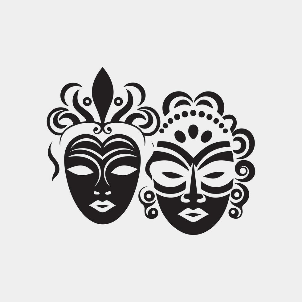 conjunto de africano tribal máscaras colección de diferente indio, azteca máscara en blanco antecedentes vector