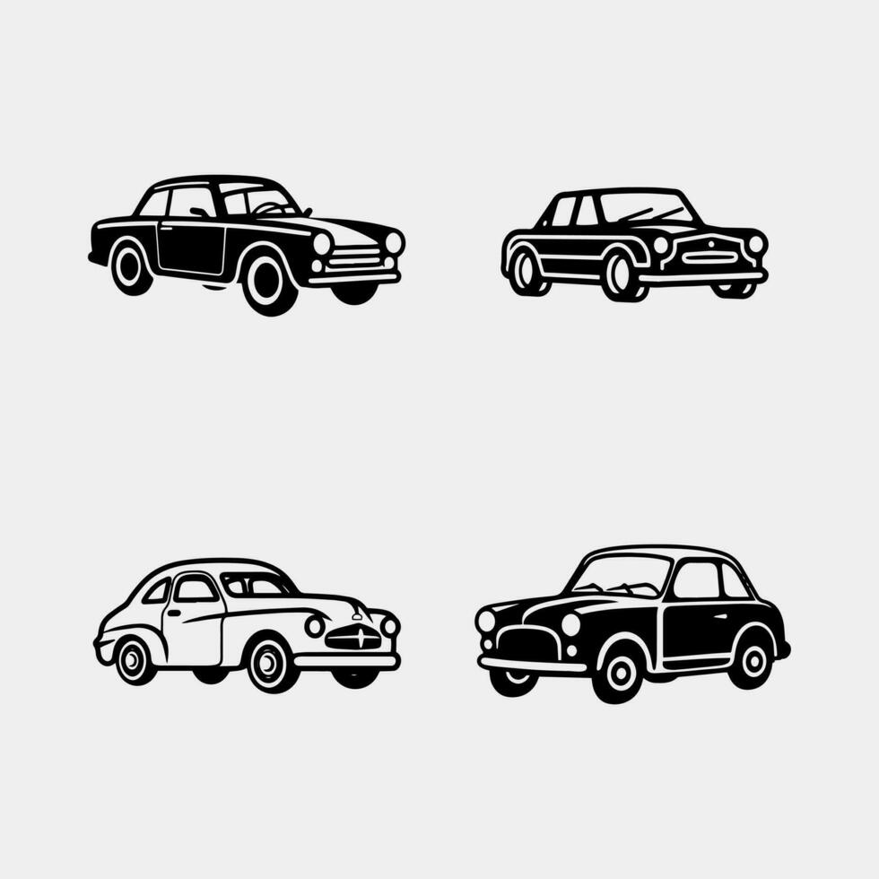 set of retro car vector. isolated on white vector