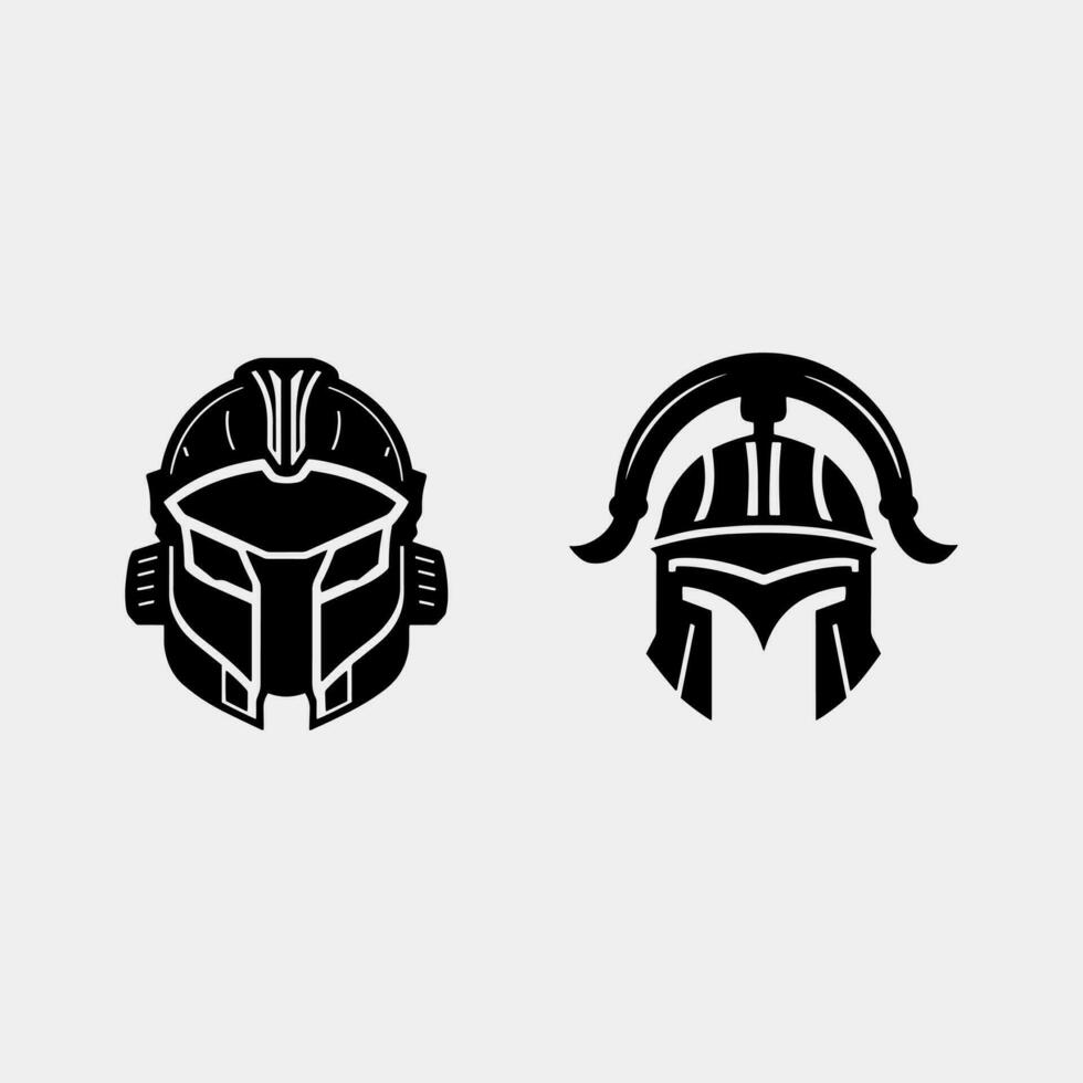 Spartan helmet vector set isolated on white background