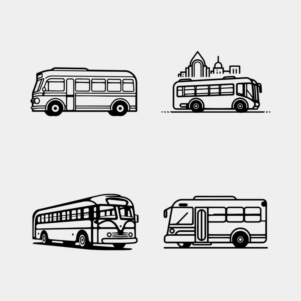 set of tourist bus vector. isolated on white vector