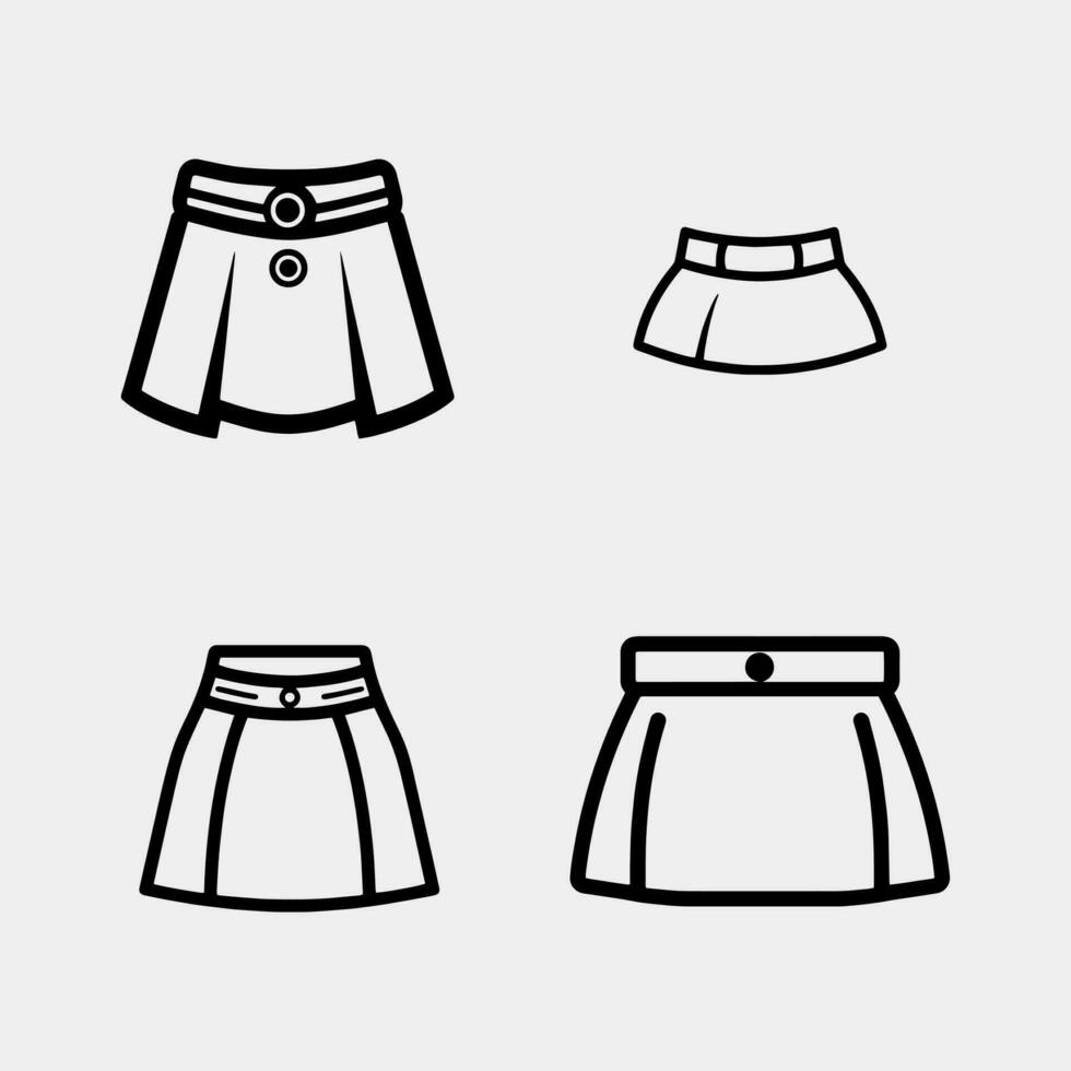 set of Skirt vector icon isolated on white background