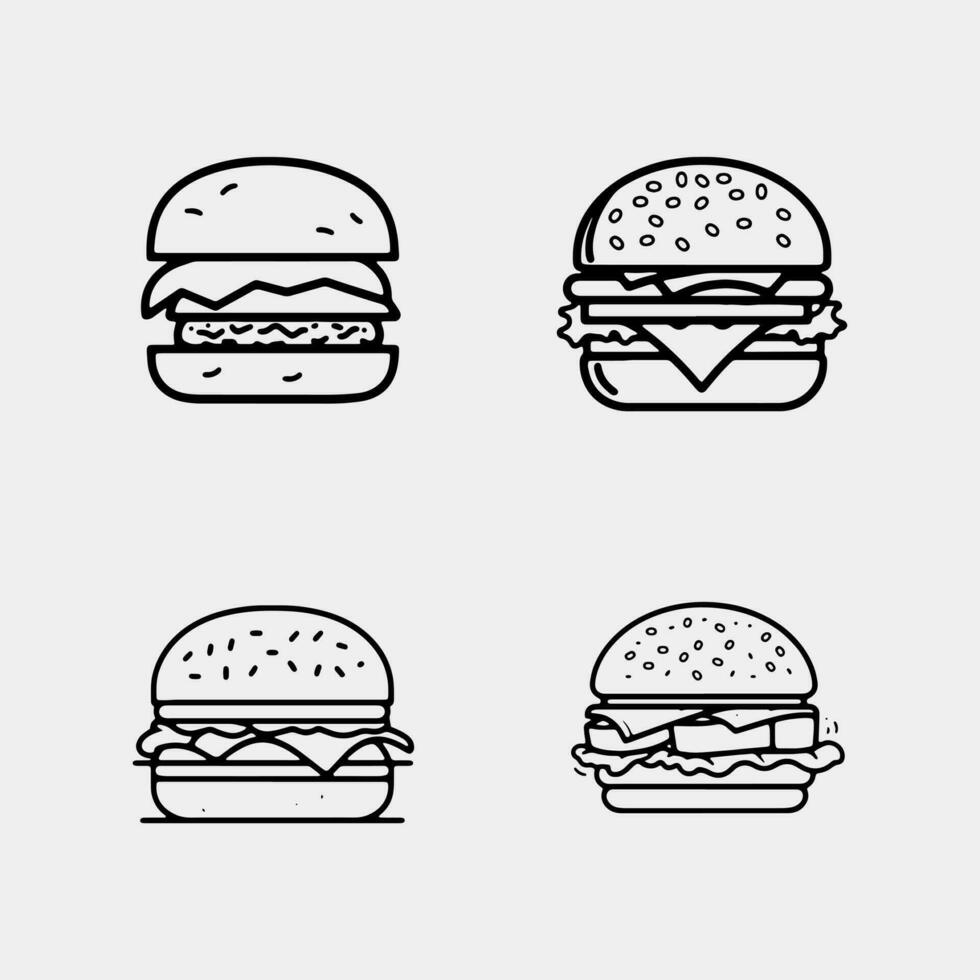 set of Burger Icon Vector Illustration Logo Template