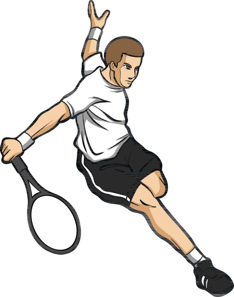 tennis player action sport clipart vector