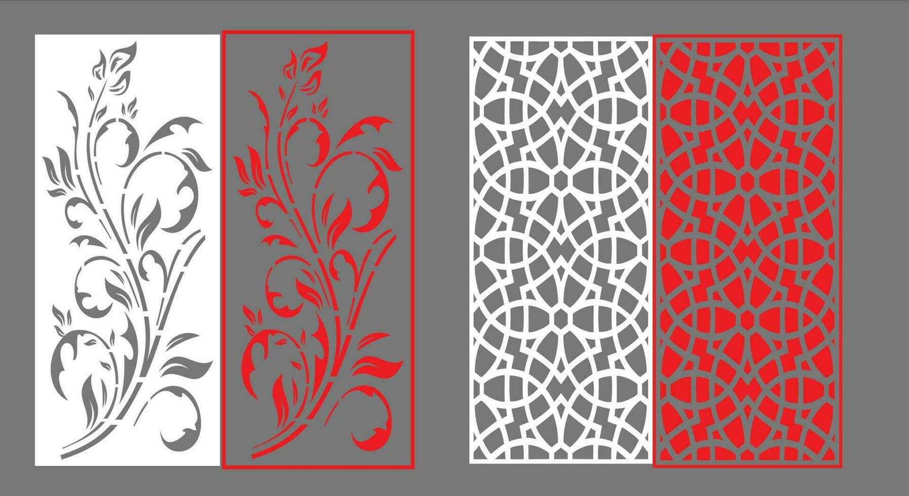 decorativo pared paneles conjunto jali diseño cnc patrón, láser corte patrón, enrutador cnccutting.jali láser cortar decorativo panel conjunto con cordón modelo. vector