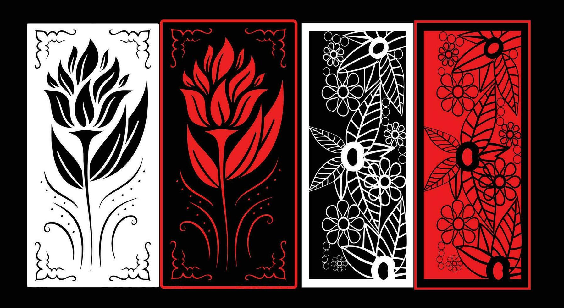 Decorative wall panels set Jali design CNC pattern, laser cutting pattern, router CNCcutting.Jali Laser cut decorative panel set with lace pattern vector