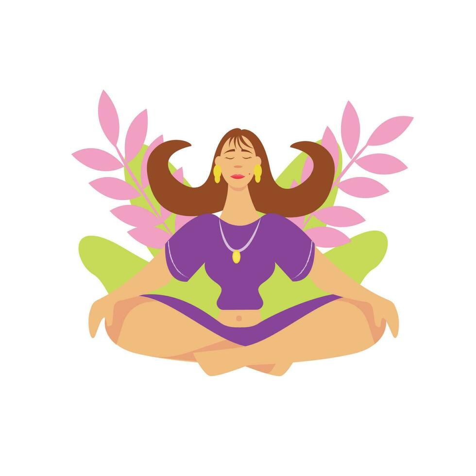 ilustración de yoga niña vector