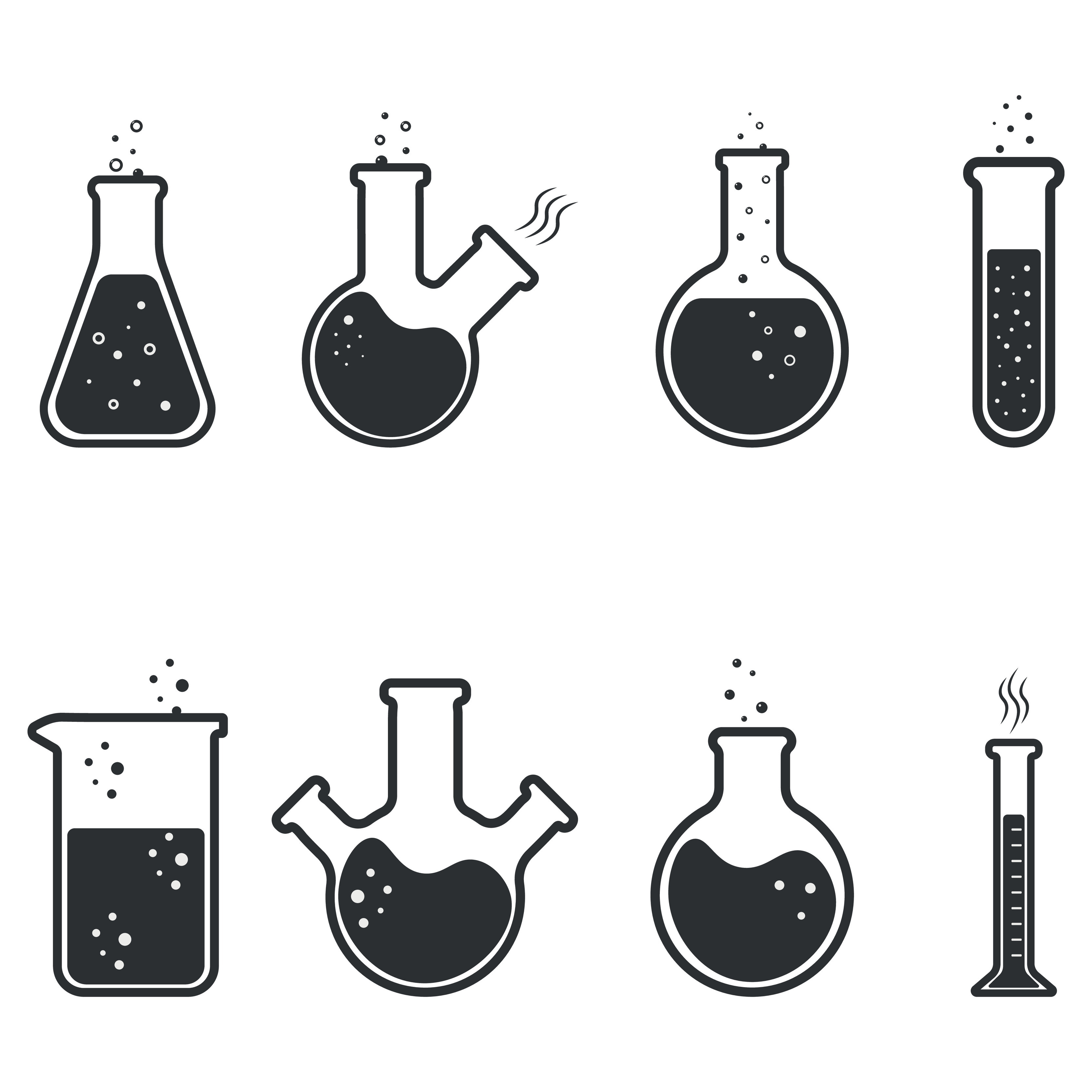 Chemistry beakers and flacks set. Vector line icons 24661339 Vector Art