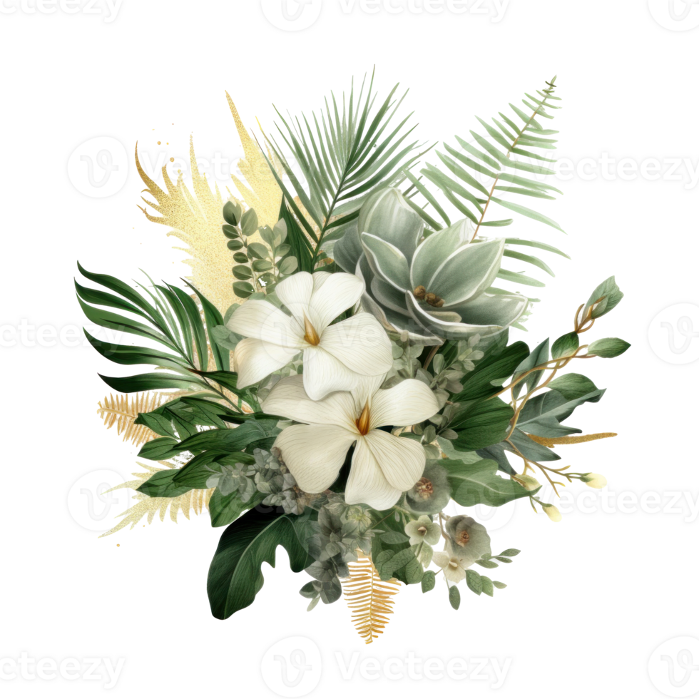 Tropical leaves background. Illustration png