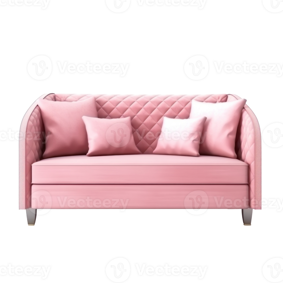 Pink sofa isolated. Illustration png