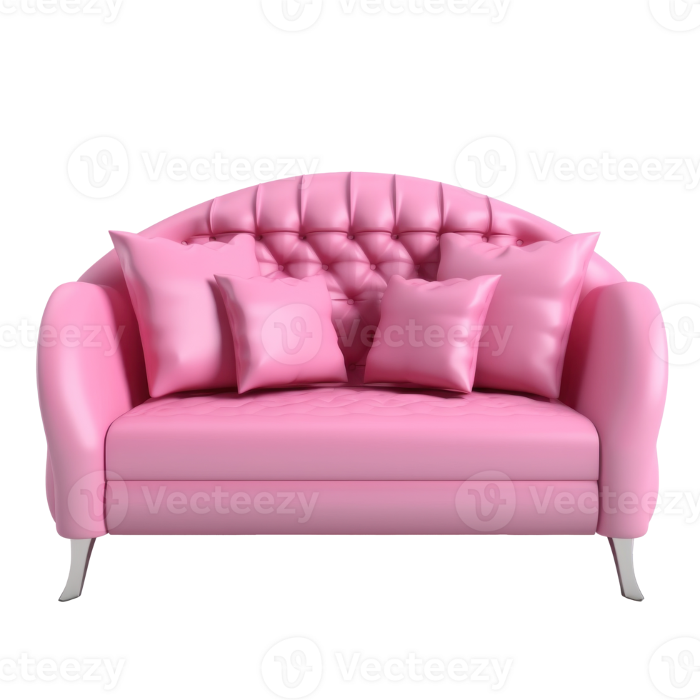 Pink sofa isolated. Illustration png