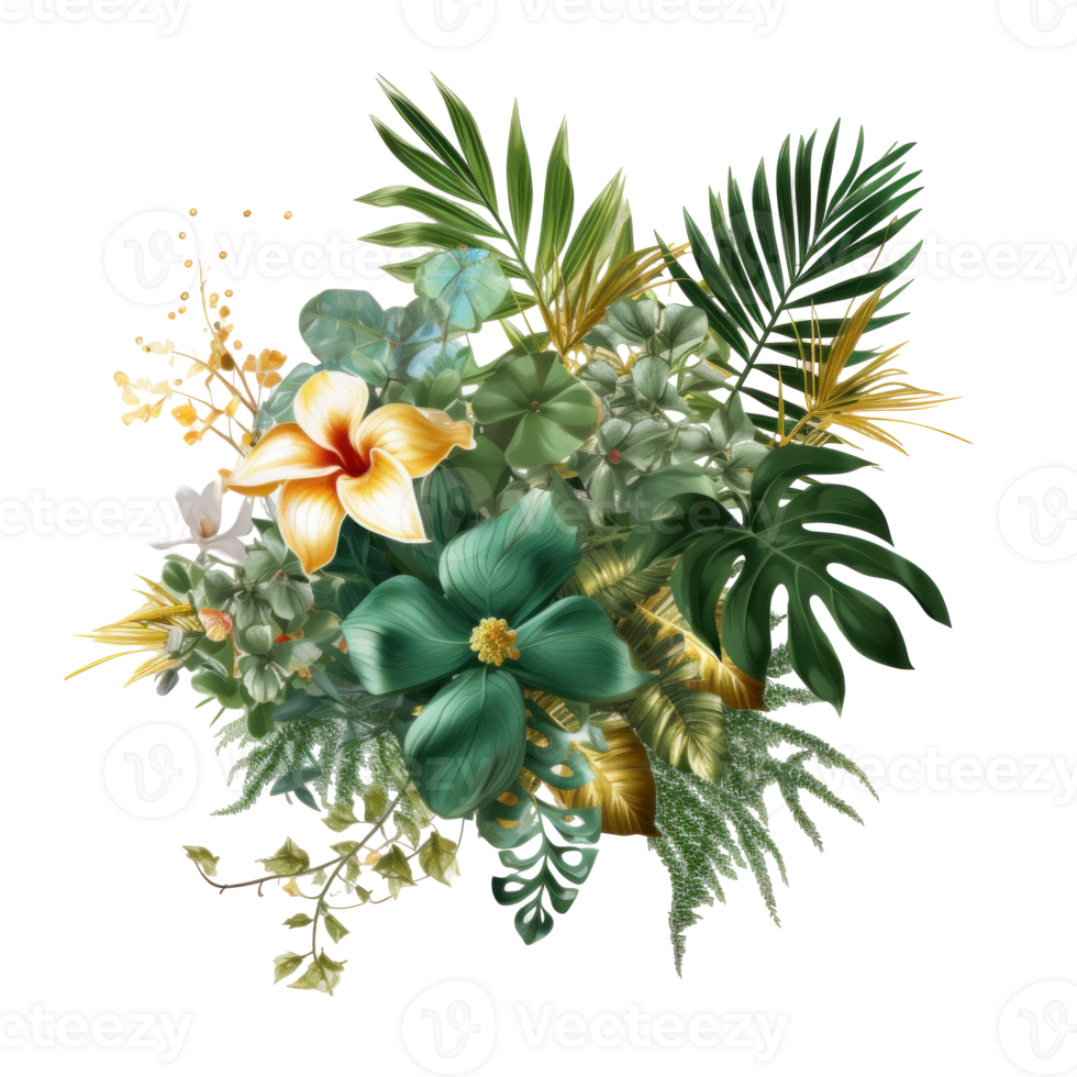 Tropical leaves background. Illustration png