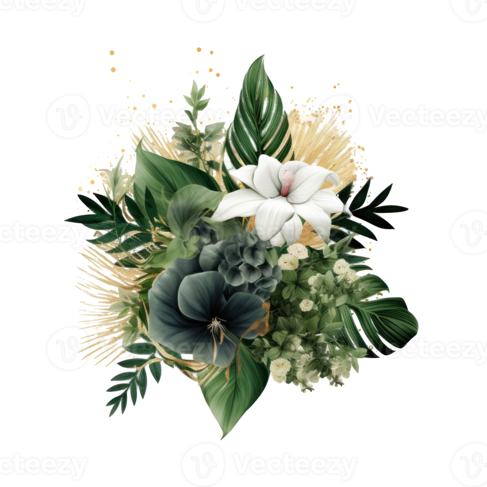Tropical leaves background. Illustration png