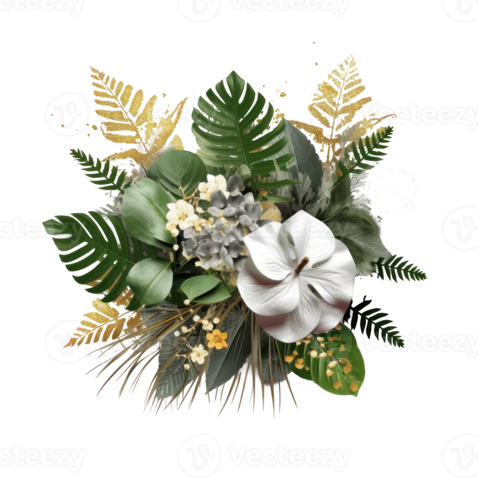 Tropical leaves background. Illustration png