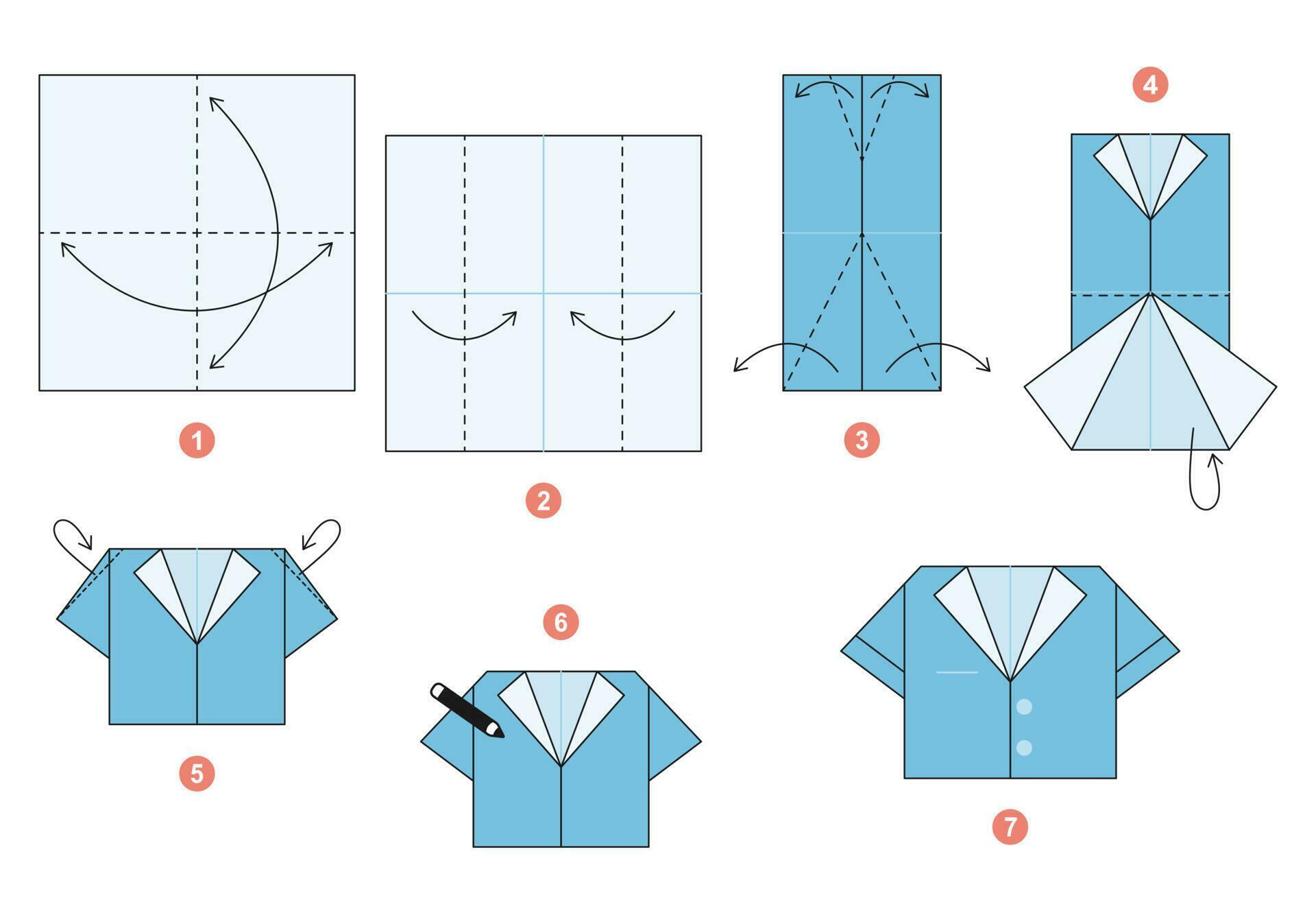 Shirt origami scheme tutorial moving model. Origami for kids. Step by ...