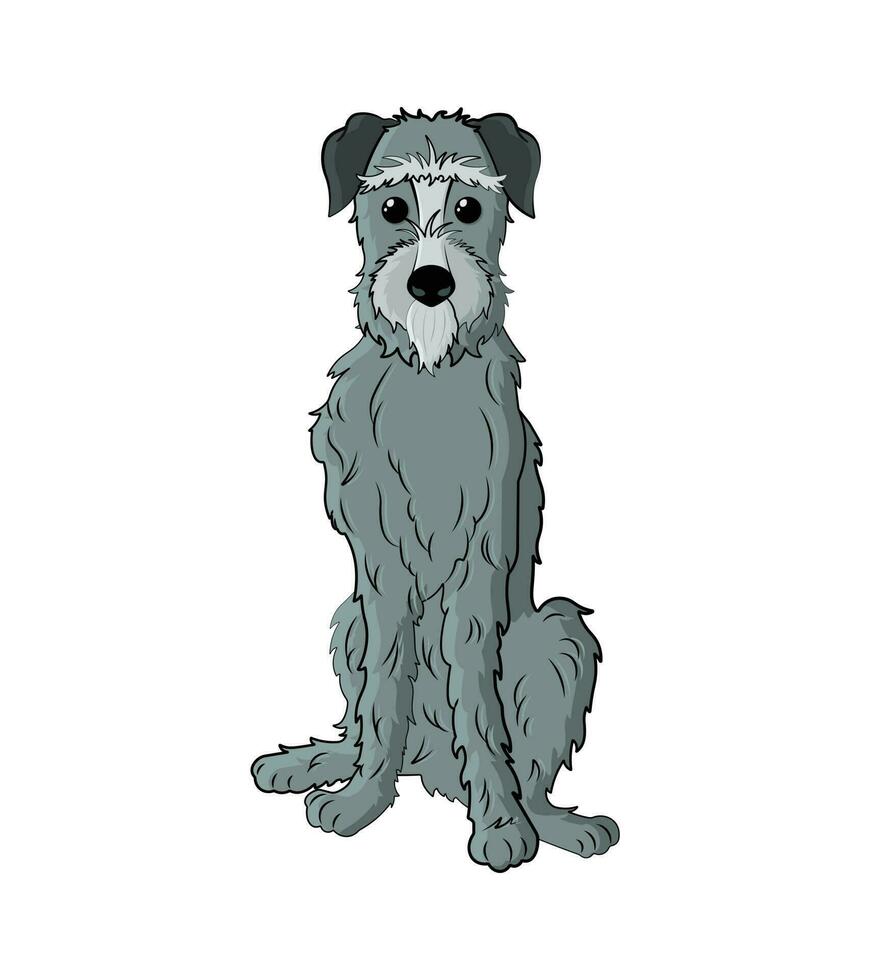isolated vector art with cartoon irish wolfhound on white background. Vector illustration with dog for card, poster, banner, cover, print.