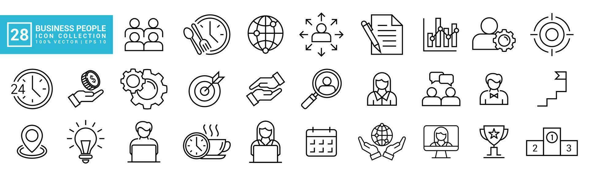 Collection icon of business people, job, working hours, teamwork, success, ranking, editable and resizable vector icons EPS 10.