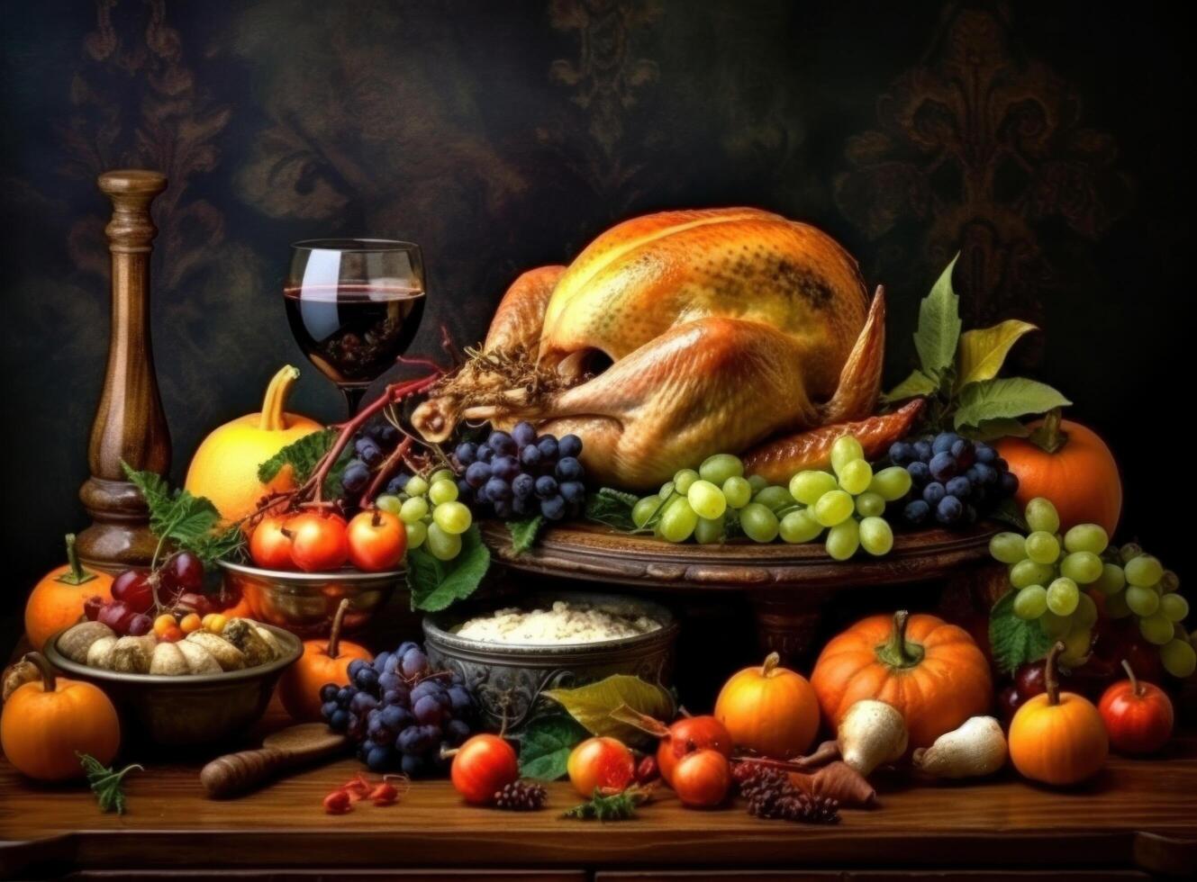 Thanksgiving dinner. Illustration photo